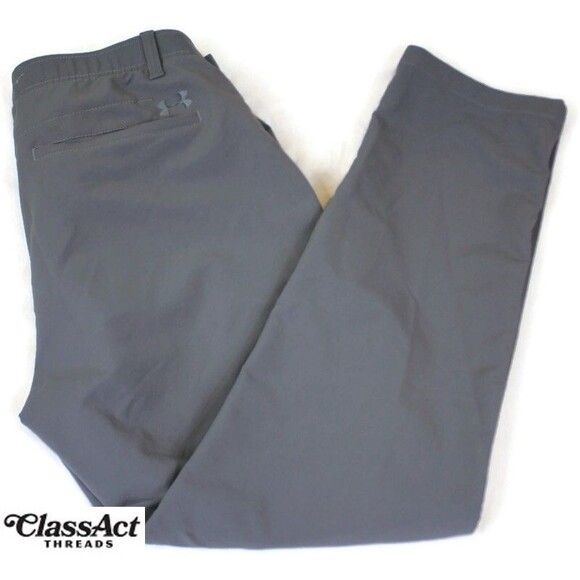 Under Armour Golf Pants Mens 36x30 (34x30) Gray Flat Front Stretch Casual - Picture 1 of 7